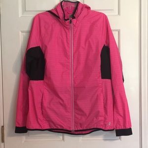 Pink rain resistant wind breaker